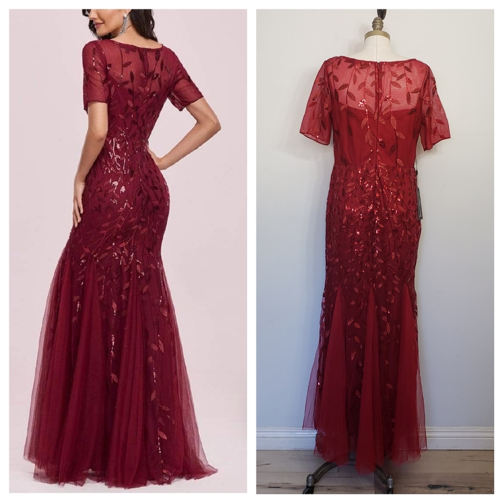 Ever Pretty Red Sequin Short Sleeve Gown for Weddings - Picture 5 of 13